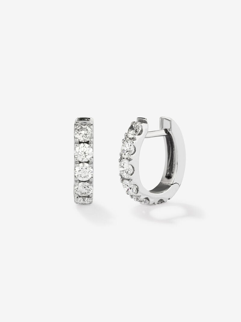 18K white gold earrings with 12 brilliant-cut diamonds with a total of 0.95 cts image number 0
