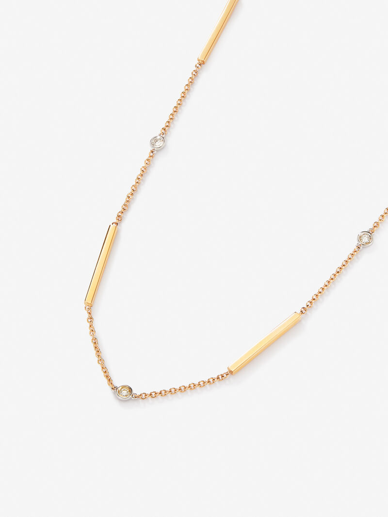 Choker necklace with 18K rose gold bars and diamonds image number 5