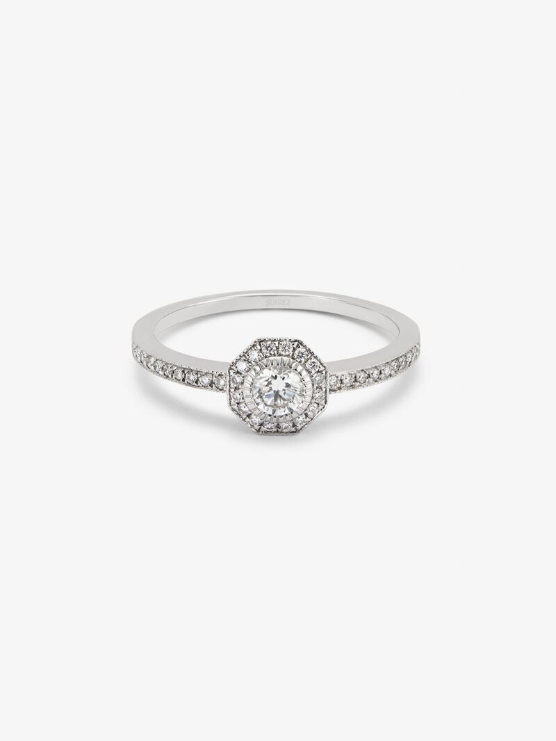 18K white gold solitaire engagement ring with diamond image number 2