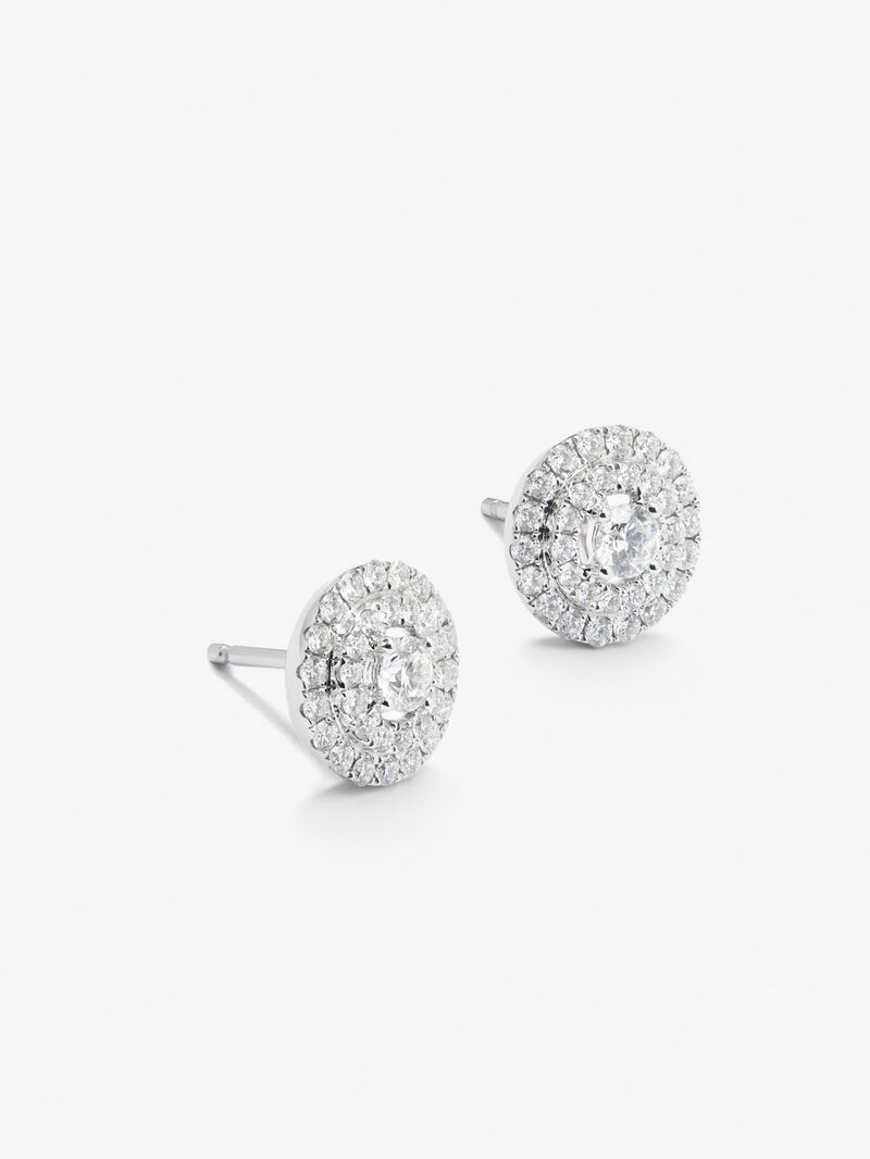 18kt White Gold Earrings with Central Diamond of 0.085cks and Diamond Orlas image number 2