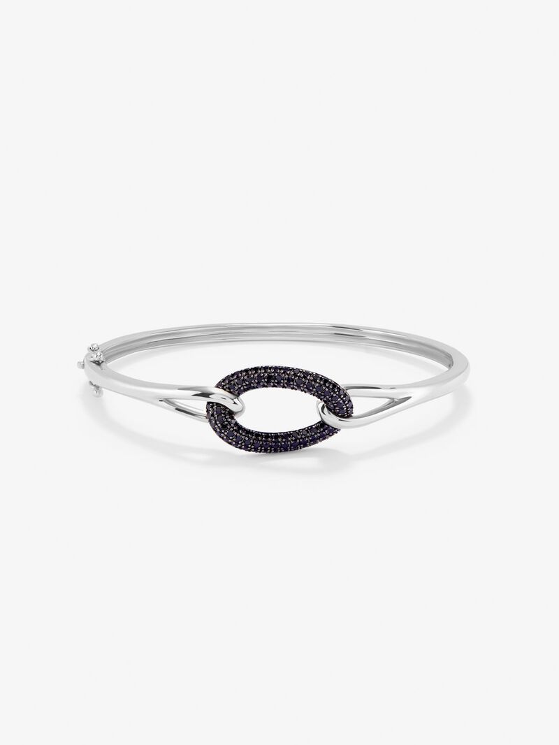 Rigid 925 silver bracelet with 86 black spinels with a total of 1.26 cts image number 0