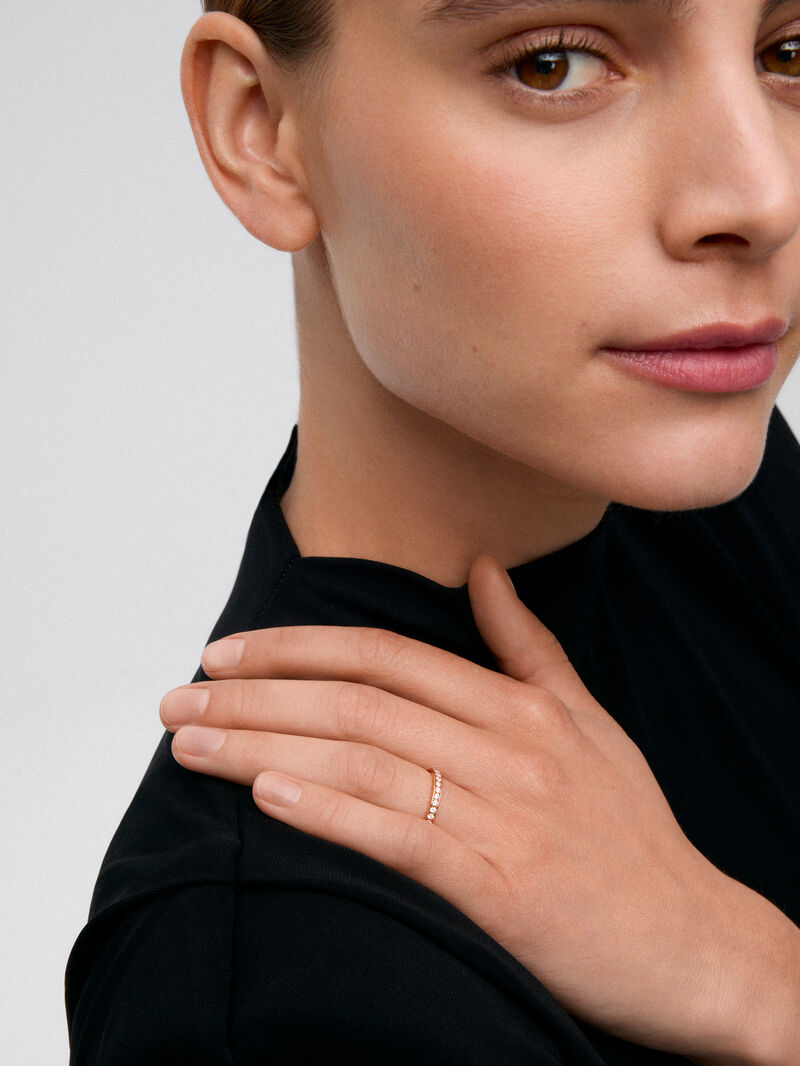 Half ring in 18K rose gold with 16 brilliant-cut diamonds with a total of 0.24 cts image number 1