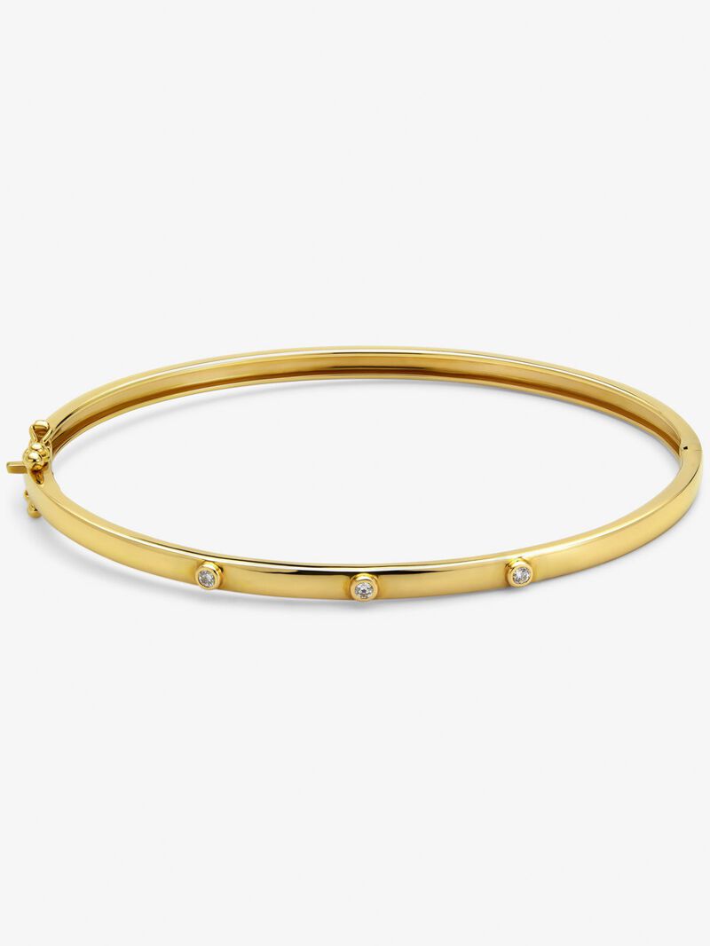 Rigid 18K yellow gold bracelet with 3 brilliant-cut diamonds with a total of 0.07 cts image number 0