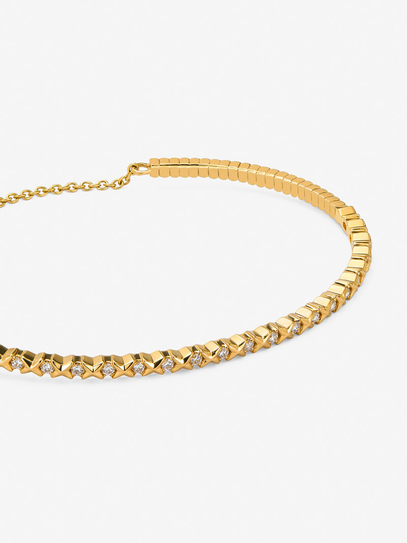 Rigid 18K yellow gold bracelet with 21 brilliant-cut diamonds with a total of 0.29 cts image number 2