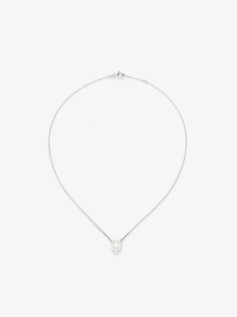 18K White Gold Flower Chain with solitary diamonds and diamond urla image number 1