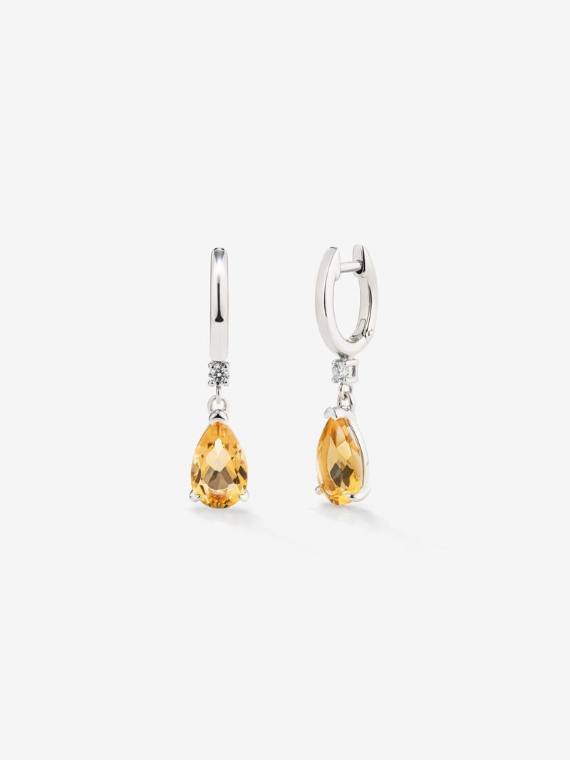 925 silver earrings with pear-cut citrine quartz image number 0
