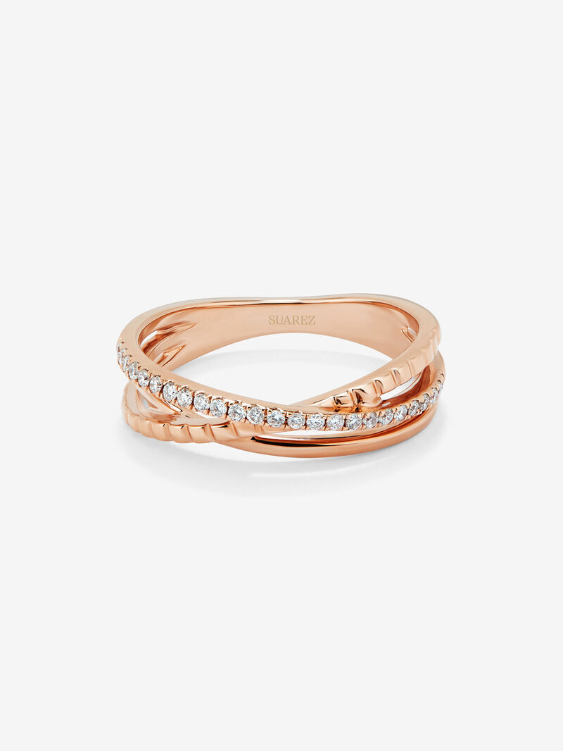 18K rose gold cross ring with 25 brilliant-cut diamonds with a total of 0.15 cts image number 2