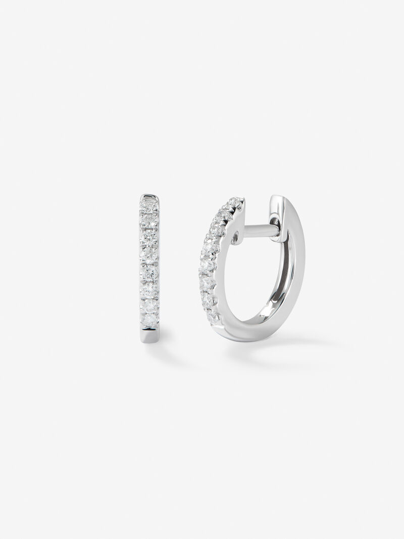 18K white gold hoop earrings with diamonds. image number 0