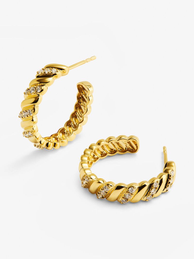 18k yellow gold earrings with white diamonds of 0.2 cts image number 2