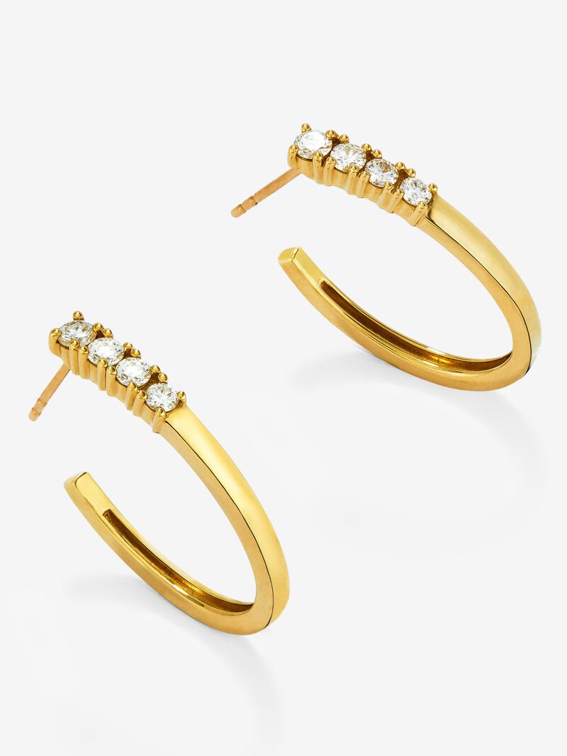 18k yellow gold ring earrings with white 0.5 cts bright diamonds image number 2