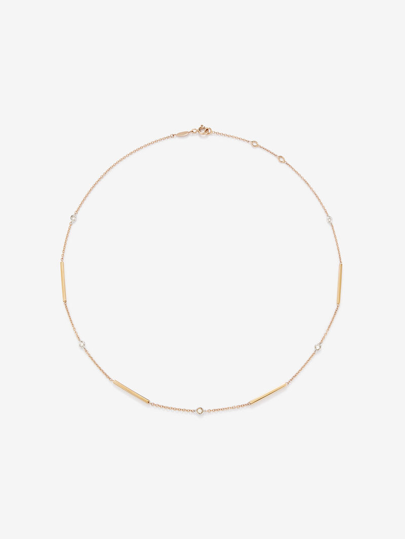 Choker necklace with 18K rose gold bars and diamonds image number 1