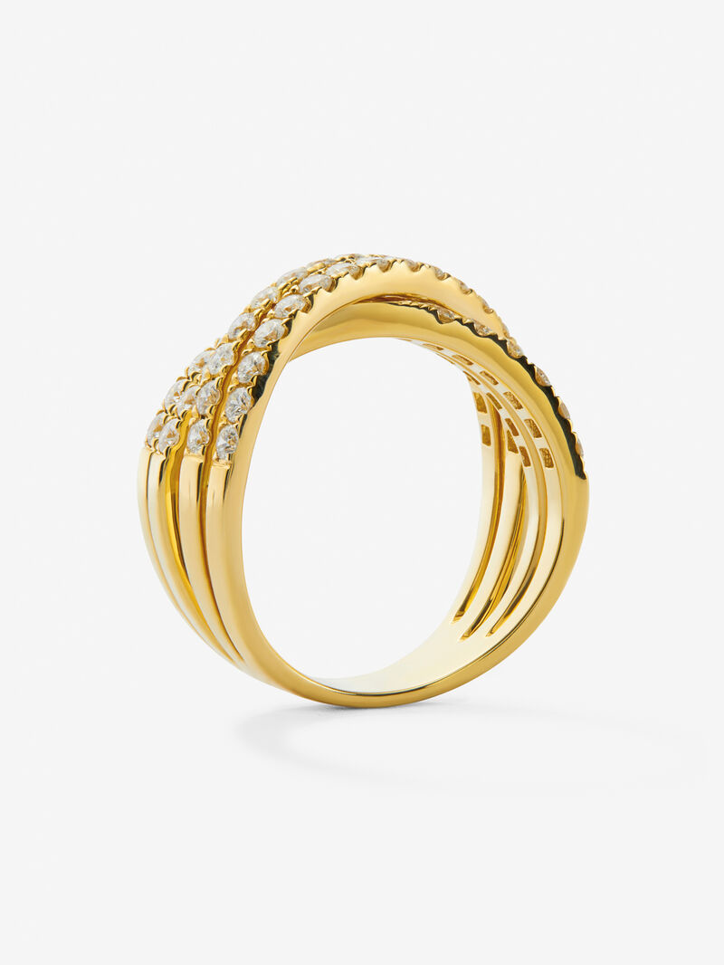 18K yellow gold cross ring with white diamonds of 1.13 cts image number 5