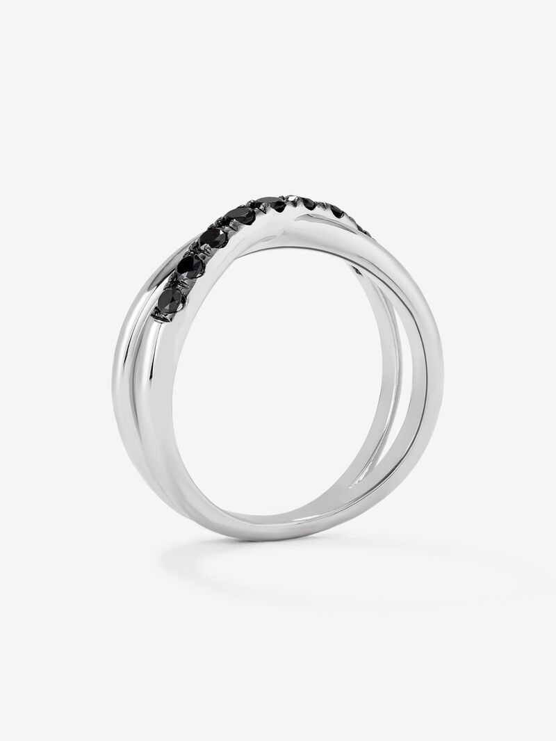 925 silver cross ring with 9 brilliant-cut black spinels with a total of 0.24 cts image number 3