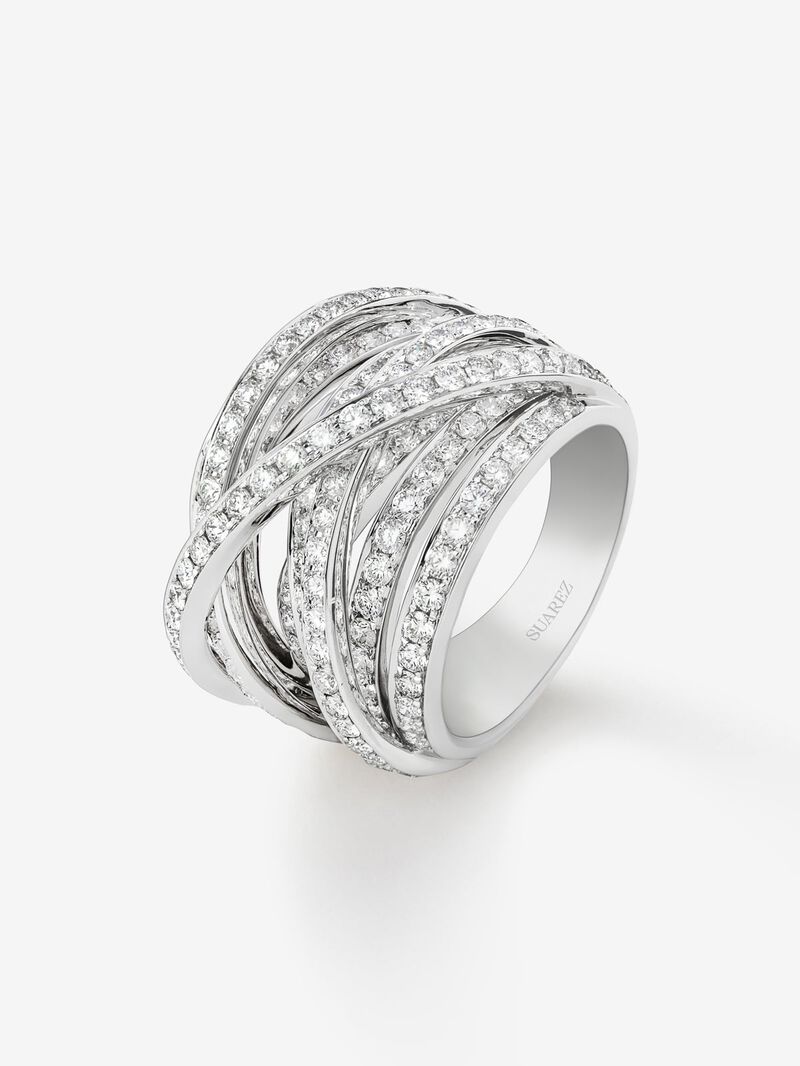 18K white gold multi-arm ring with 185 brilliant-cut diamonds with a total of 2.67 cts image number 0