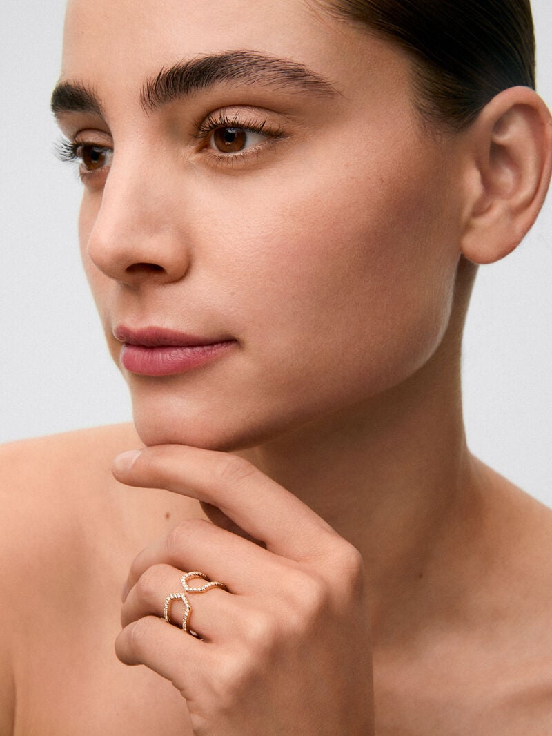 18K yellow gold ring with 46 brilliant-cut diamonds with a total of 0.37 cts image number 1