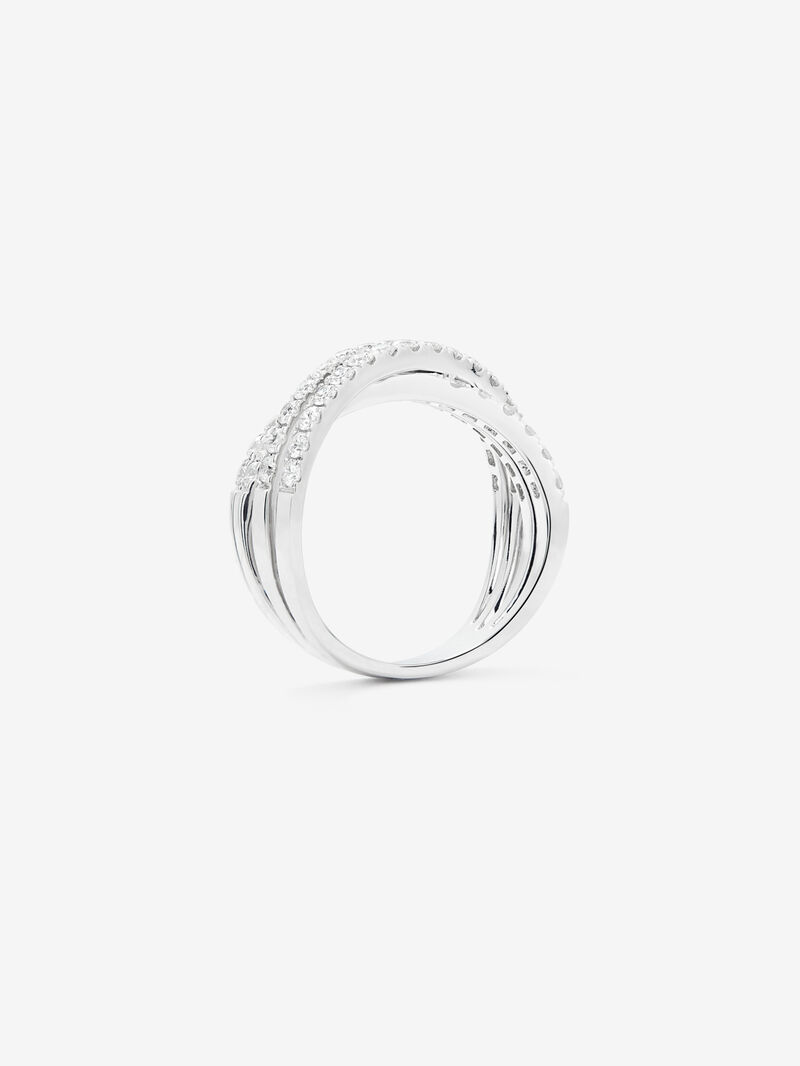 18K White Gold Diamond Crossed Ring image number 4