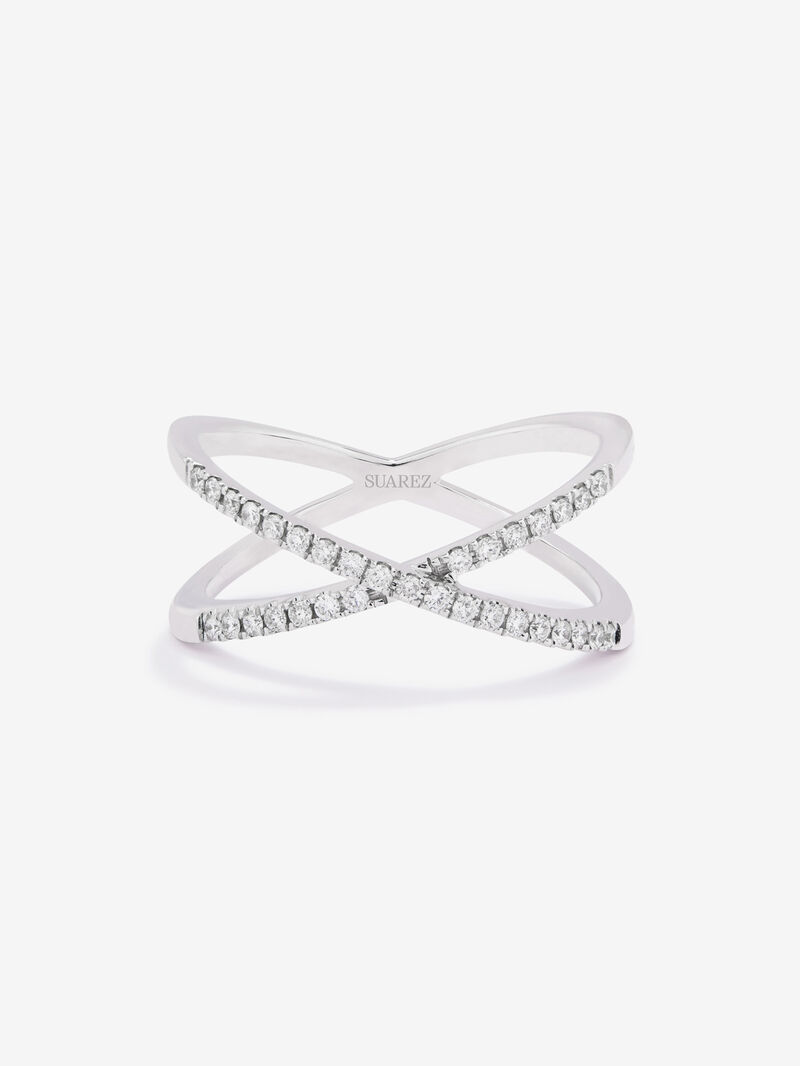 18K white gold cross ring with 33 brilliant-cut diamonds with a total of 0.2 cts image number 2