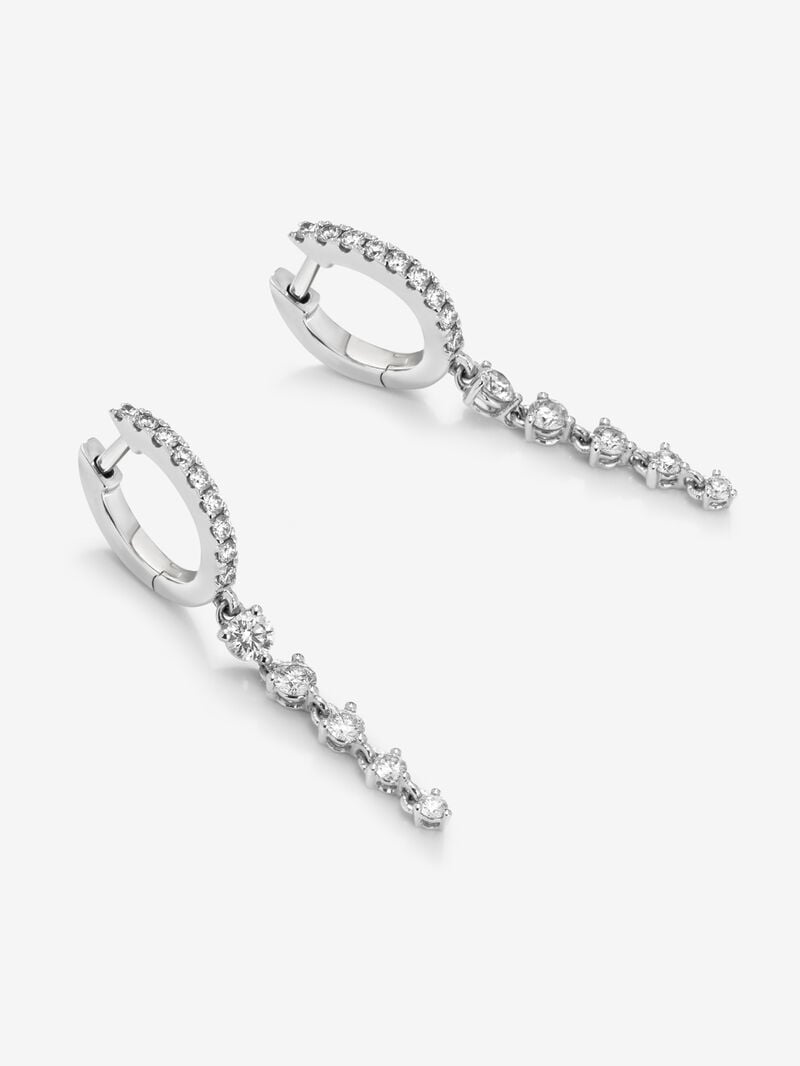 Long hoop earrings made of 18K white gold with diamonds. image number 1