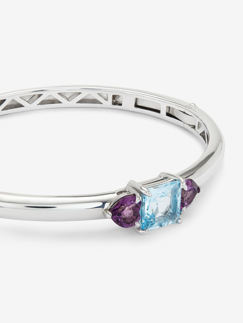 925 Silver rigid bracelet with topaz and amethysts image number 3