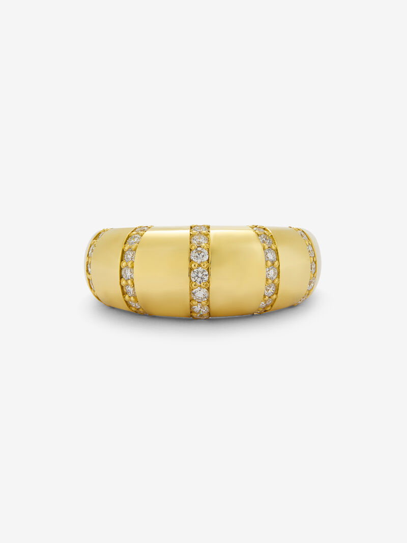 18K Yellow Gold Ring with Brilliant-Cut Pavé Diamonds image number 2