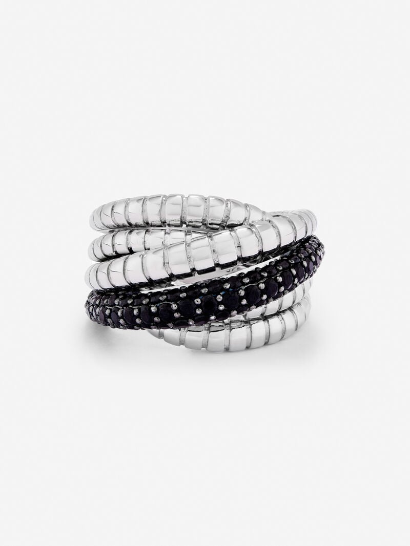 925 silver multi-arm ring with brilliant-cut black spinels image number 1