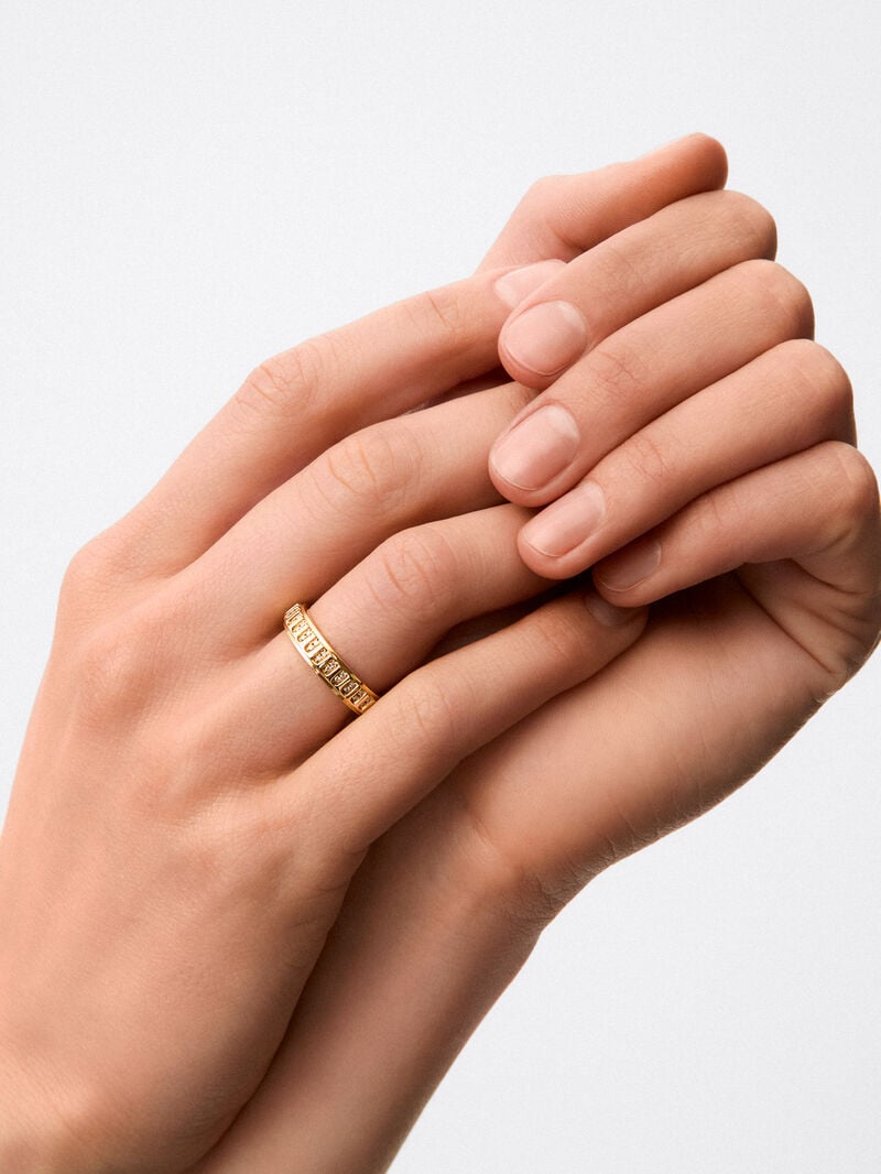 18K yellow gold ring with 50 brilliant-cut diamonds with a total of 0.18 cts image number 3