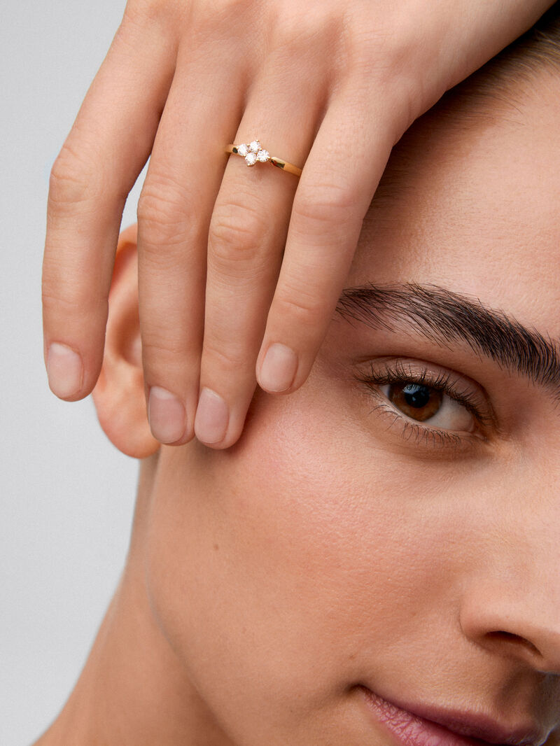 18K yellow gold ring with white diamonds of 0.25 cts image number 3