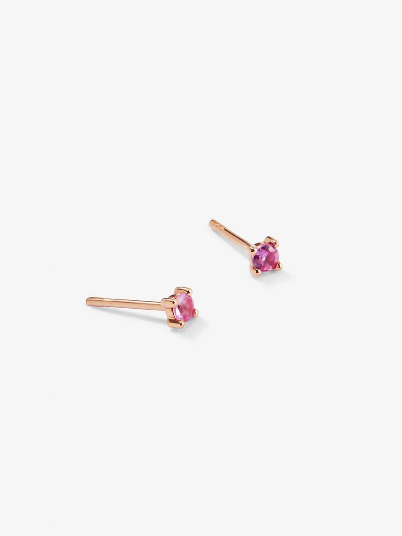 18K rose gold earrings with 2 brilliant-cut pink sapphires with a total of 0.12 cts image number 2