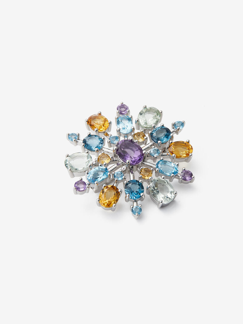 925 silver brooch with amethysts, topazes and citrine quartz image number 3