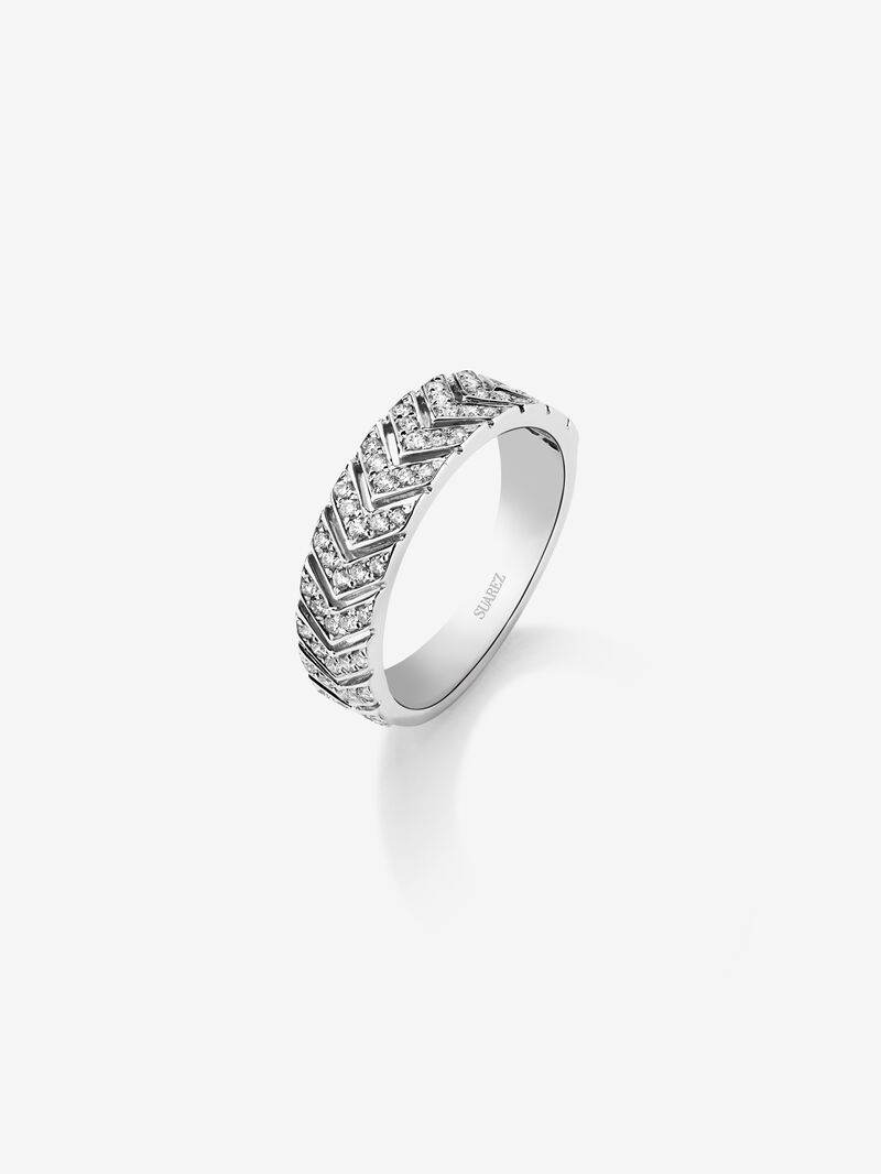 18K white gold wedding ring with diamond. image number 0