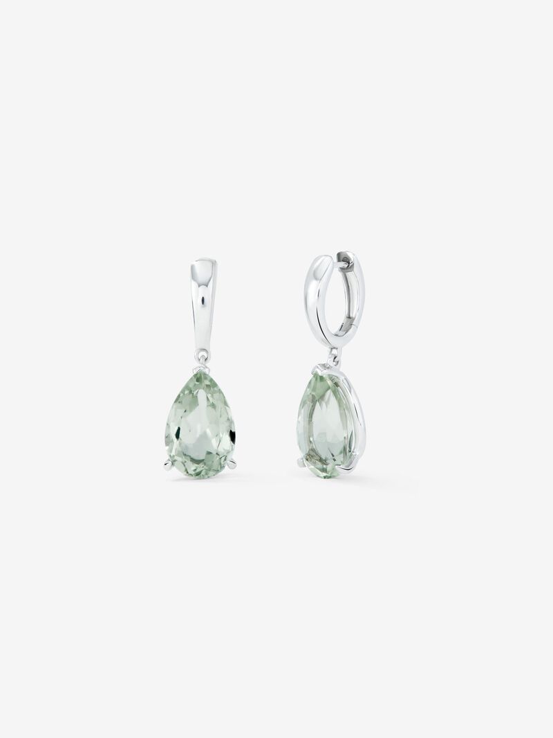 925 Silver hoop earrings with hanging green amethyst image number 0