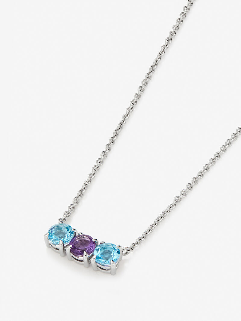 925 Silver Tieillo Collagant with Azuls Swiss and Ameatist Morada Topacios image number 3