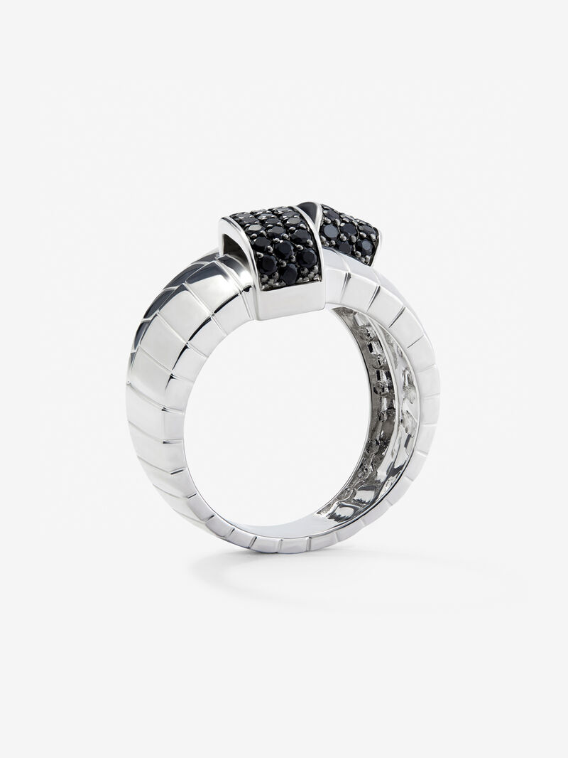 Wide multi-arm 925 silver ring with 50 brilliant-cut black spinels image number 4