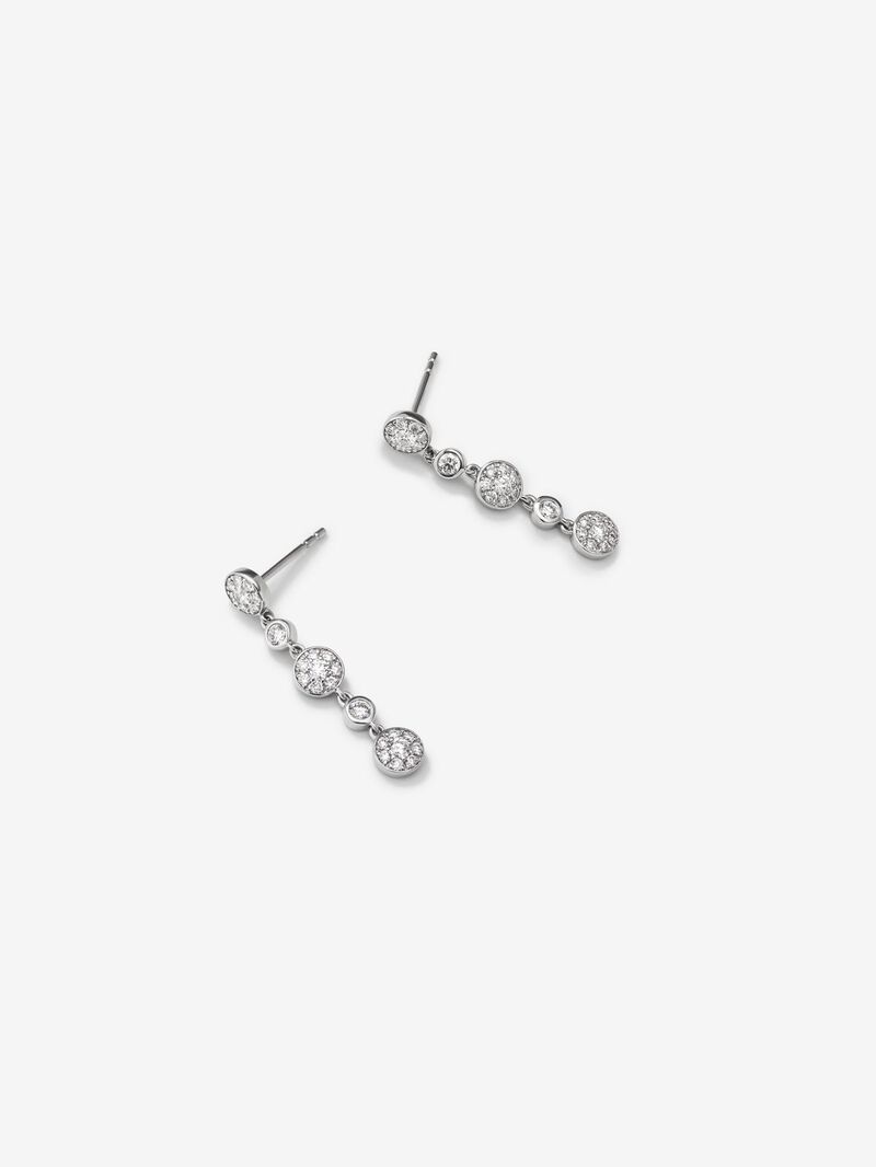18K white gold earrings with 10 brilliant-cut diamonds of 0.7 cts image number 2
