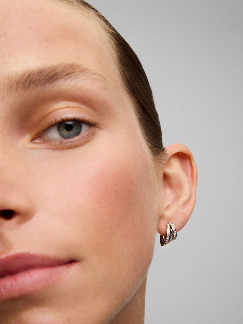 18K white gold earrings with paved brilliant-cut diamonds with a total of 0.52 cts image number 1