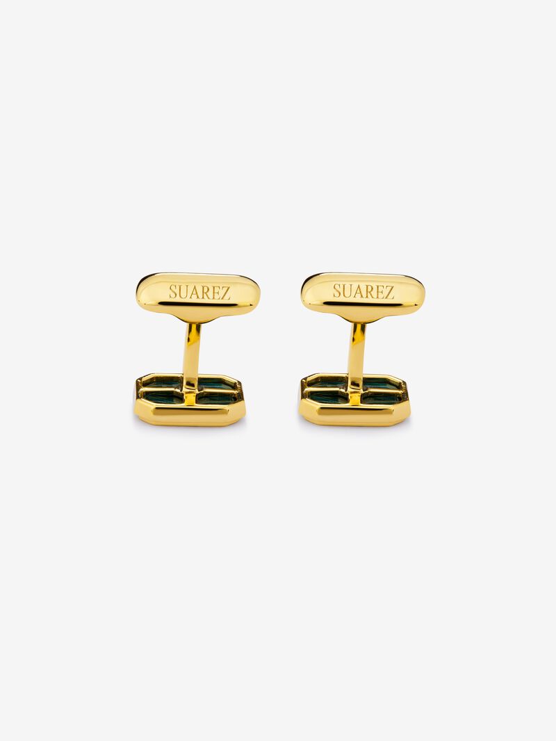 18K yellow gold cufflinks with 6.7 ct green malachite image number 2