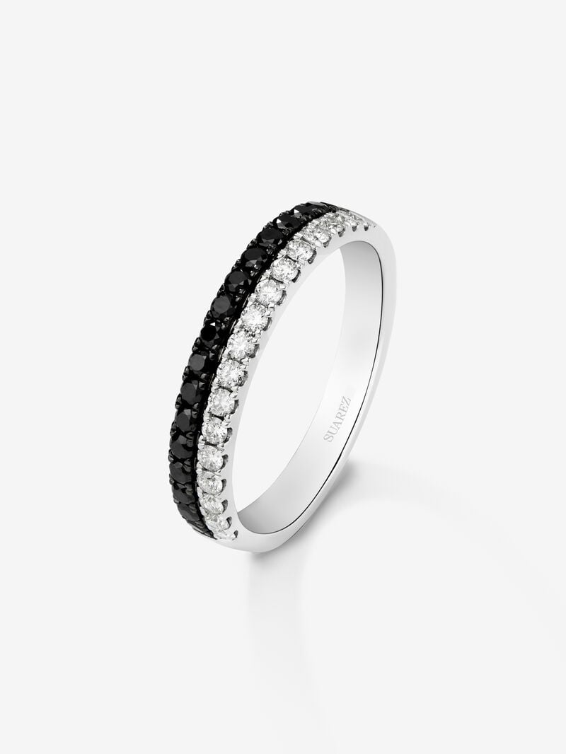 18K white gold ring with 17 brilliant-cut diamonds with a total of 0.24 cts and 17 brilliant-cut black diamonds with a total of 0.27 cts image number 0