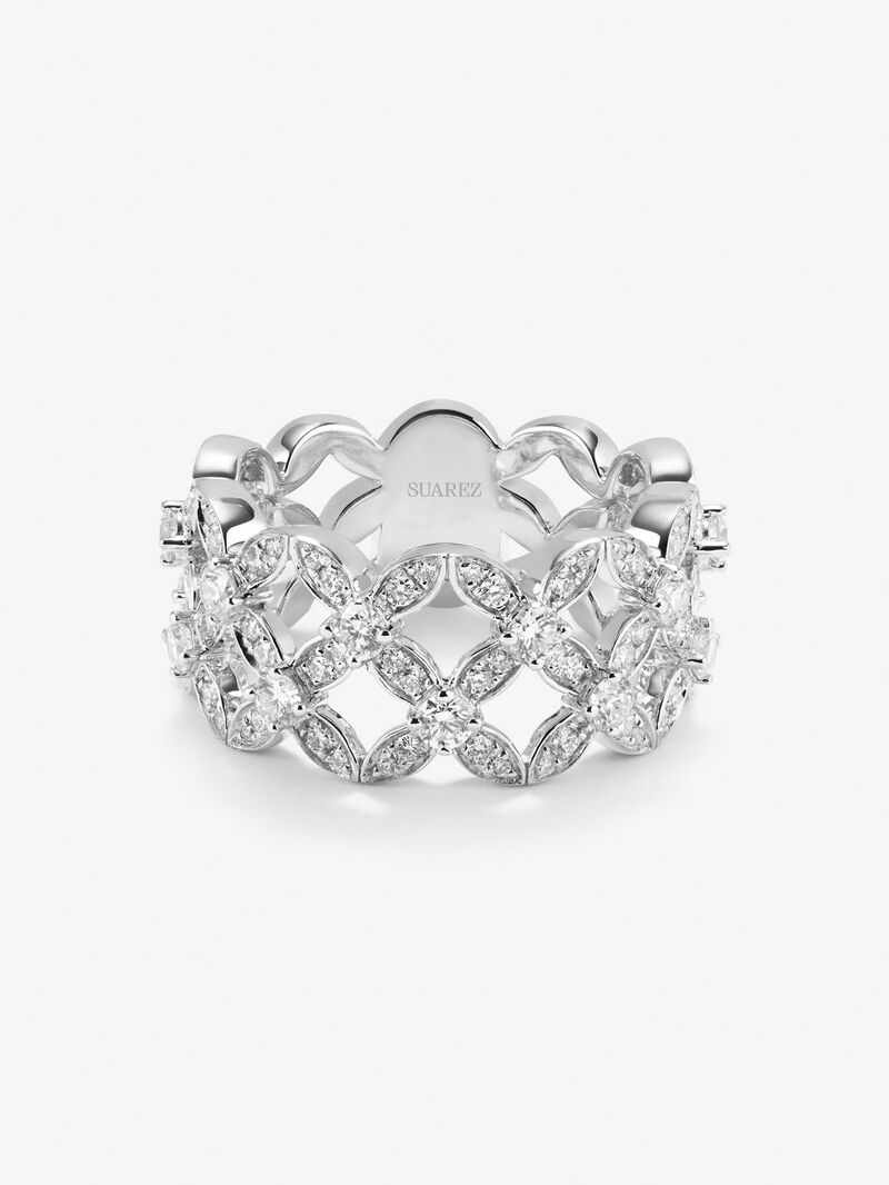 18K white gold ring with 97 brilliant-cut diamonds with a total of 1.14 cts image number 2