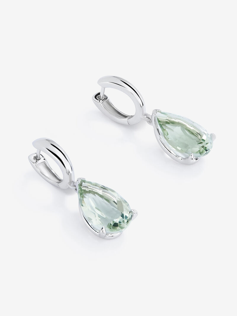 925 Silver hoop earrings with hanging green amethyst image number 2
