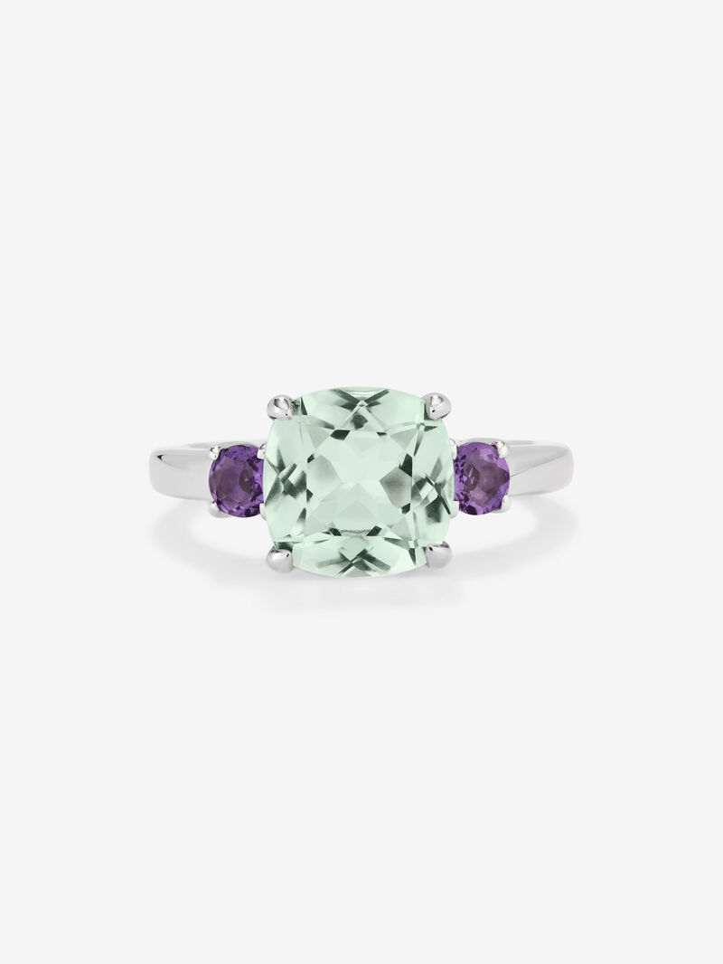 928 Silver Trio Ring with Green and Purple Amethyst image number 2