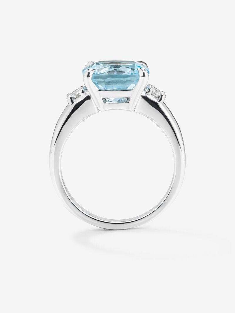 Three-piece 925 silver ring with topaz and diamonds image number 3