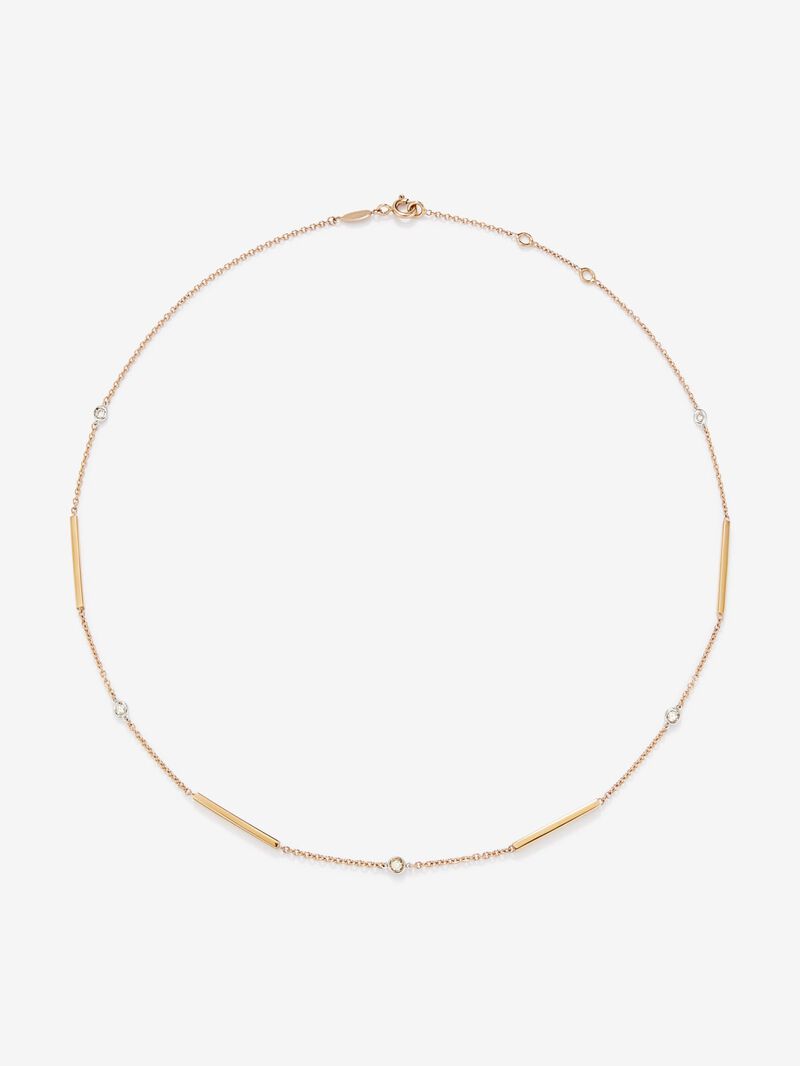 Gargantilla necklace with 18k rose gold bars and diamonds image number 0
