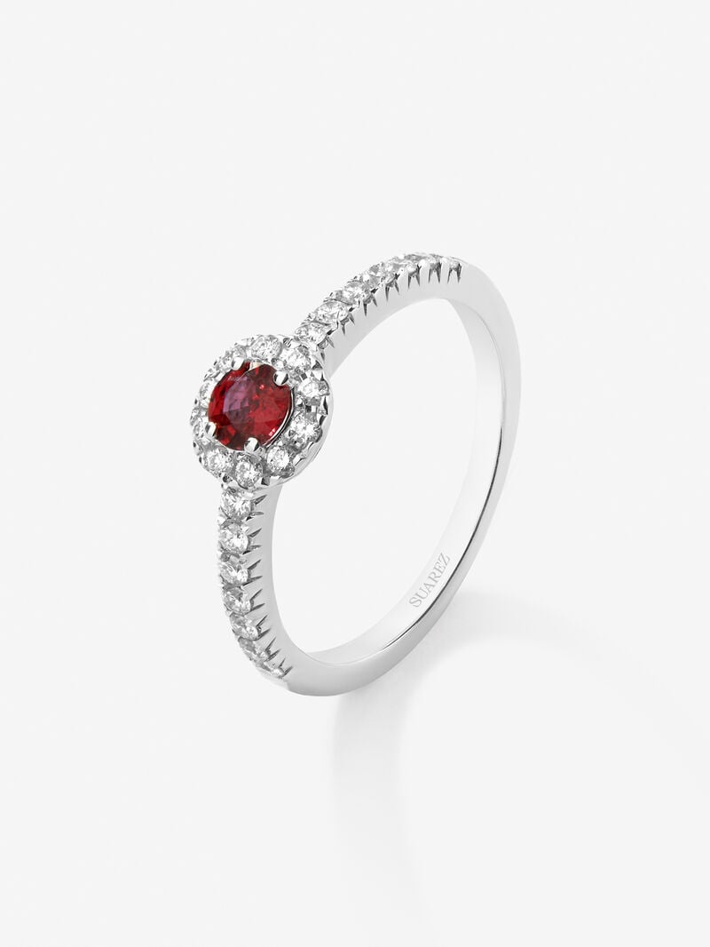 18K White Gold Ring with Ruby in Bright Size of 0.26 CTS and White Diamonds in Bright Size of 0.26 CTS image number 0
