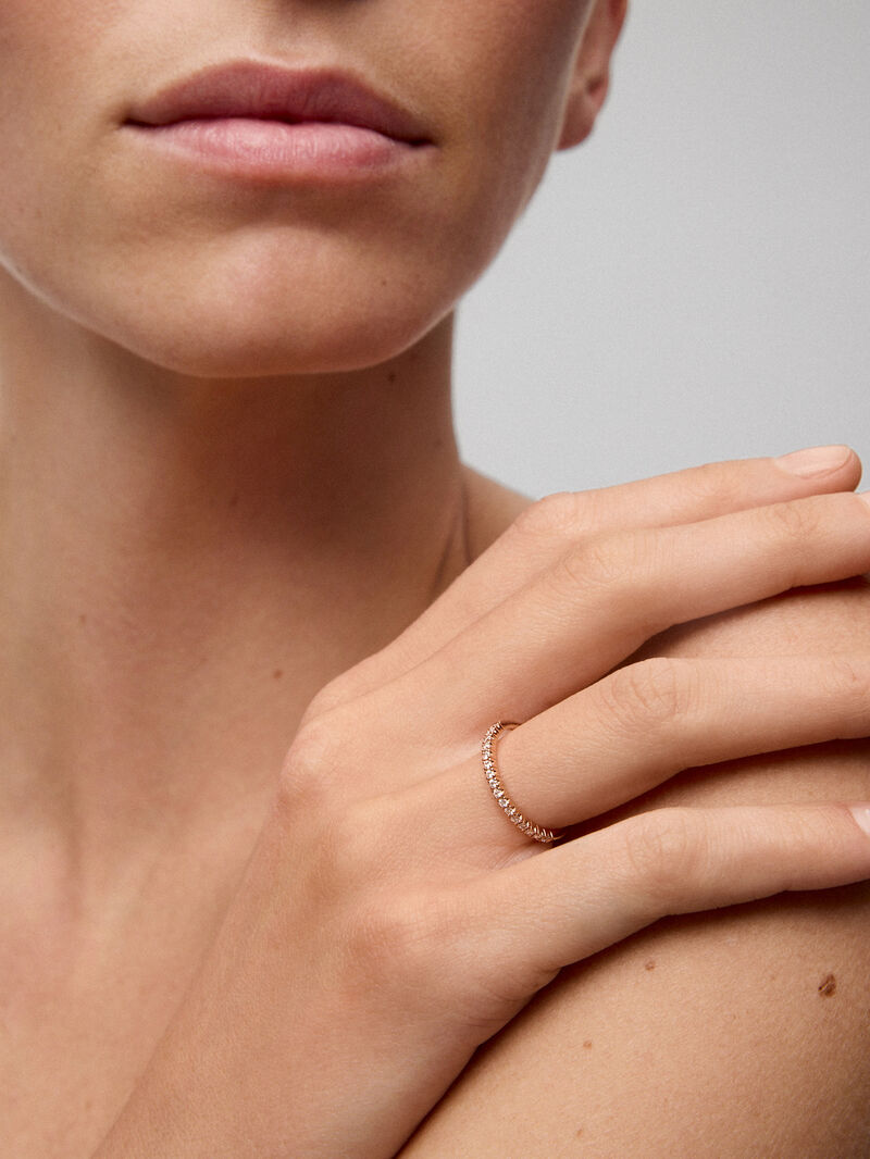 Half ring in 18K rose gold with 16 brilliant-cut diamonds with a total of 0.16 cts image number 3