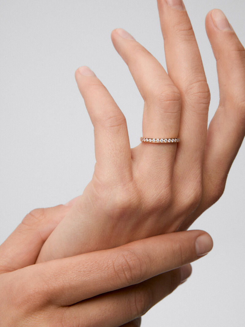 Half ring in 18K rose gold with 16 brilliant-cut diamonds with a total of 0.24 cts image number 3