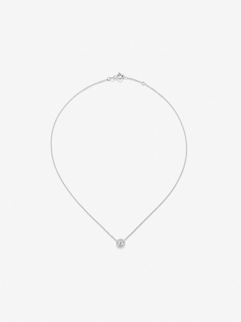 18K white gold chain pendant with solitary diamond and diamond urla image number 0