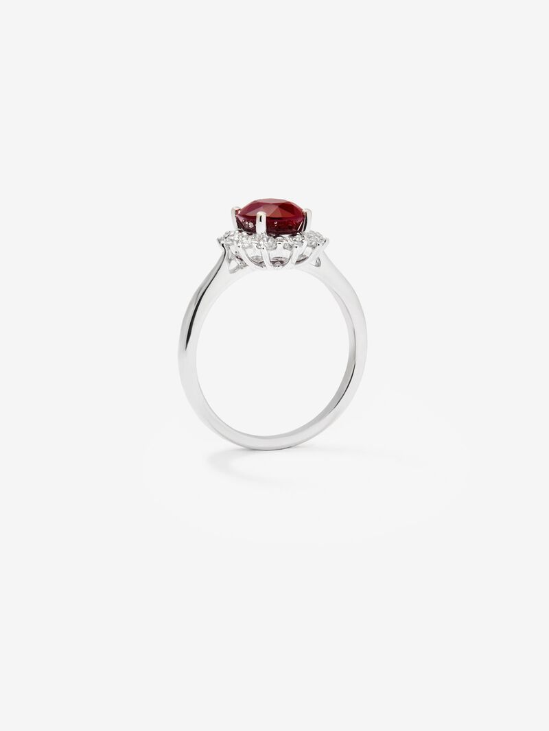 18K White Gold Ring with Red Vivid Ruba in 1.58 cts oval size and white diamonds of 0.34 cts image number 4