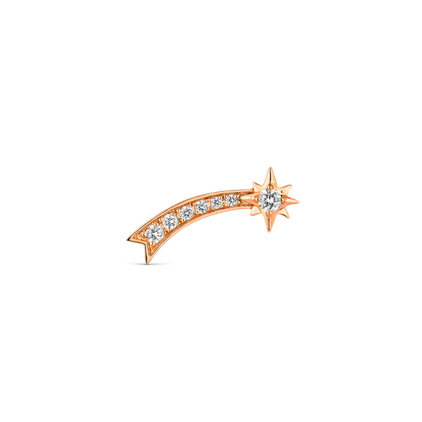 Pendiente individual trepador estrella de Orión de oro rosa de 18kt con diamantes de 0,05cts, PE21045-ORD_V