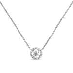 Colgante solitario de oro blanco de 18kt con diamante E-VVS2 de 0,40cts y orla de diamantes, PT7007-00D040/EVVS2_V