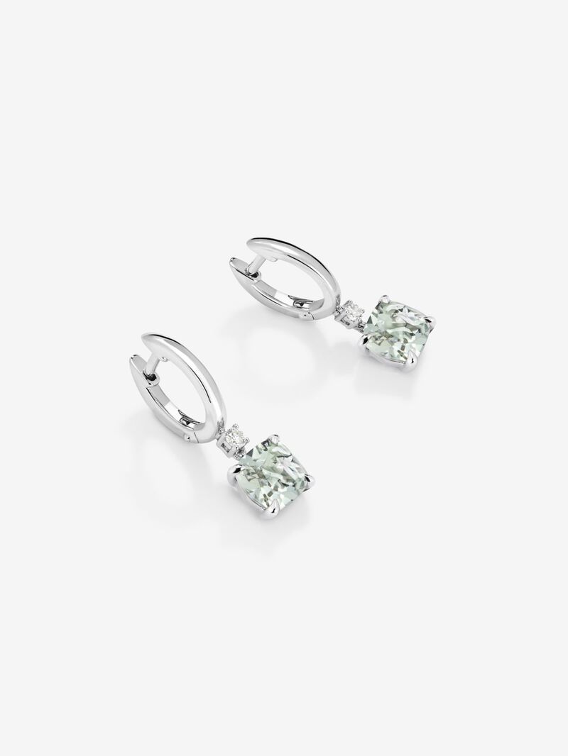 925 Silver hoop earrings with hanging green amethyst image number 2